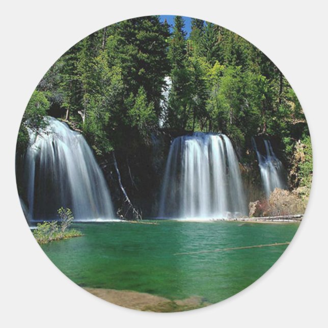 Waterfall Garden Classic Round Sticker (Front)