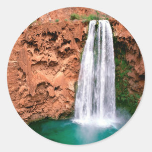 Waterfall Havasupai Mooni Grand Canyon Arizona Classic Round Sticker