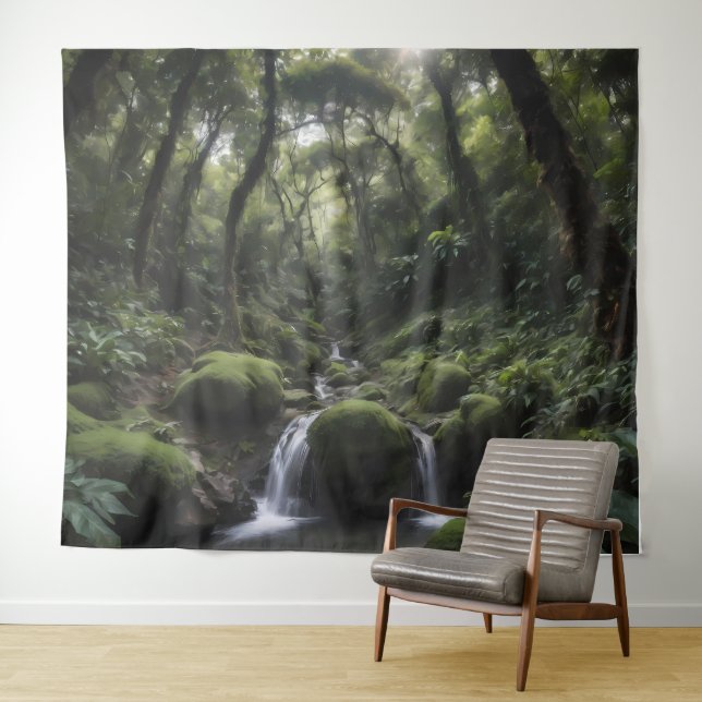 Waterfall in a lush tropical rainforest tapestry (In Situ (Horizontal))