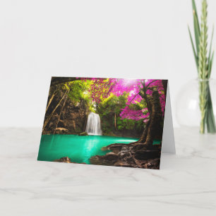 Waterfall in Autumn Forest Card