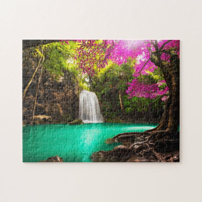 Waterfall in Autumn Forest Jigsaw Puzzle (Horizontal)