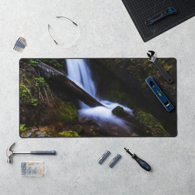Waterfall in enchanted forest desk mat (Workstation)