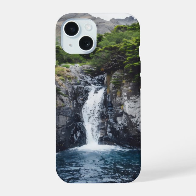 Waterfall in Forest iPhone 15 Case (Back)