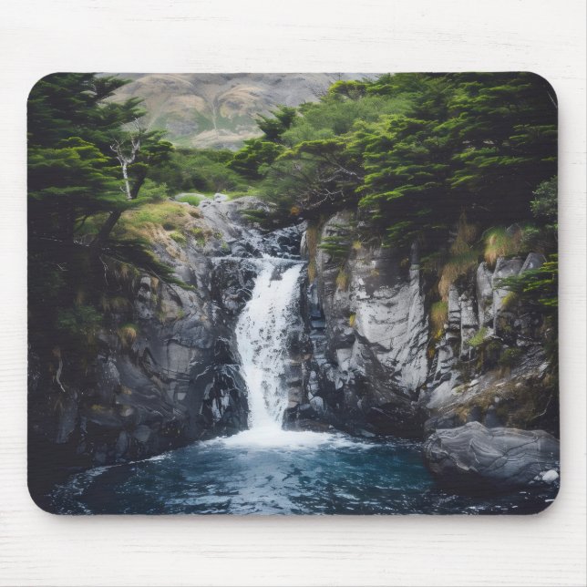 Waterfall in Forest Mouse Pad (Front)