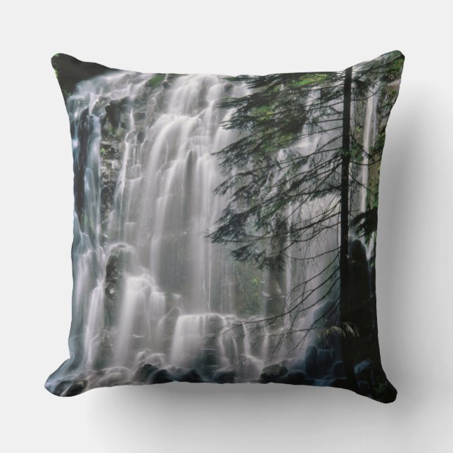 Waterfall in forest, Oregon Cushion (Front)