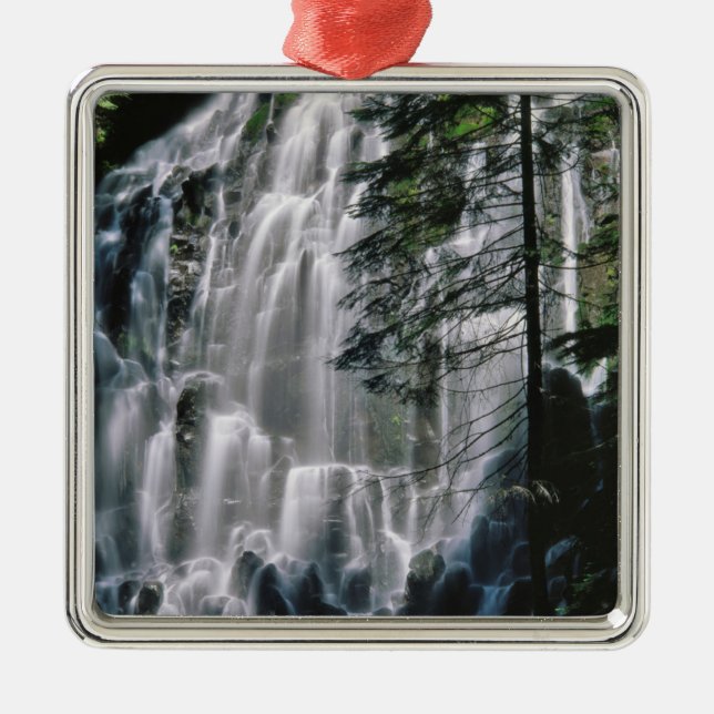 Waterfall in forest, Oregon Metal Ornament (Front)