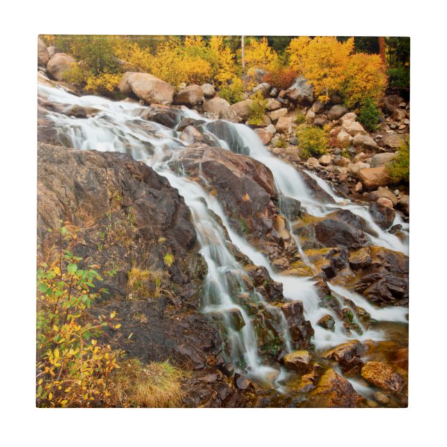 Waterfall In Grand Teton National Park Ceramic Tile (Front)