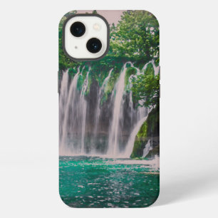 Waterfall in green forest iPhone 13 case