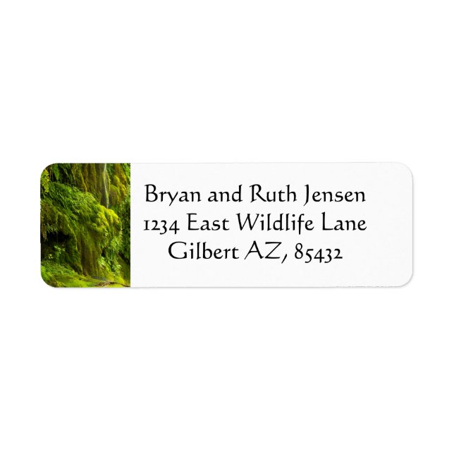 Waterfall in green return address label (Front)