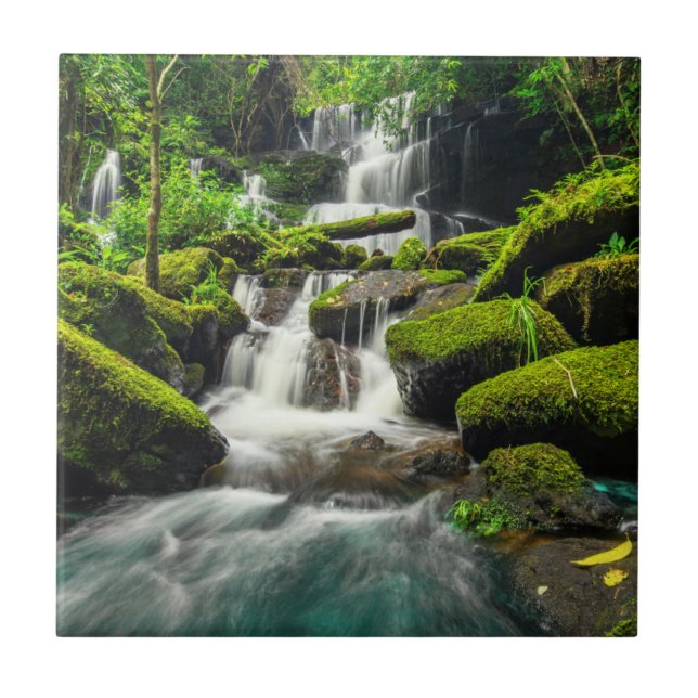 Waterfall in Jungle | Phu Tub Berk Mountain Ceramic Tile (Front)