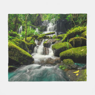 Waterfall in Jungle Phu Tub Berk Mountain Fleece Blanket