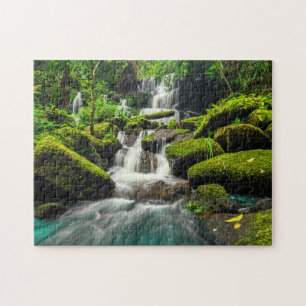 Waterfall in Jungle Phu Tub Berk Mountain Jigsaw Puzzle