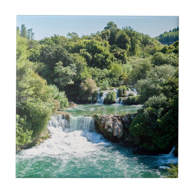 Waterfall in Krka National Park - Dalmatia,Croatia Ceramic Tile (Front)