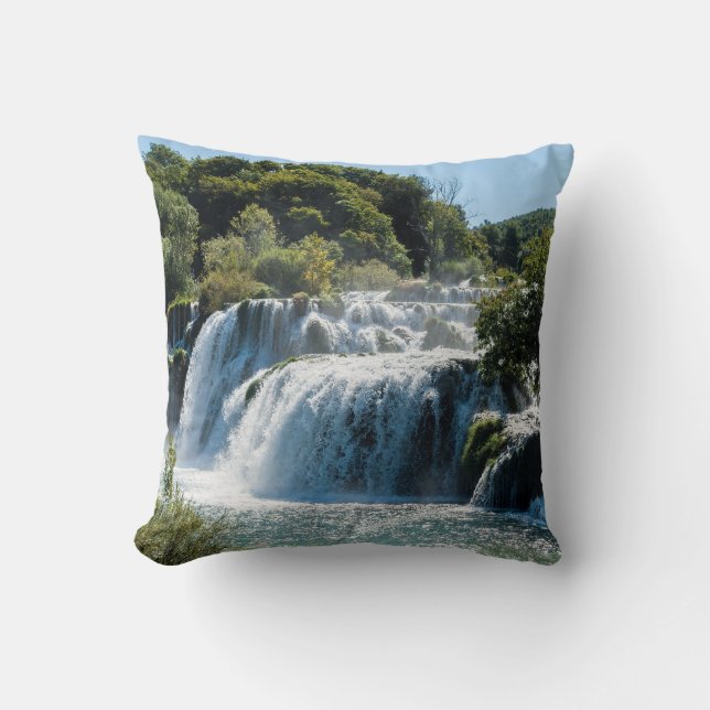 Waterfall in Krka National Park - Dalmatia,Croatia Cushion (Front)