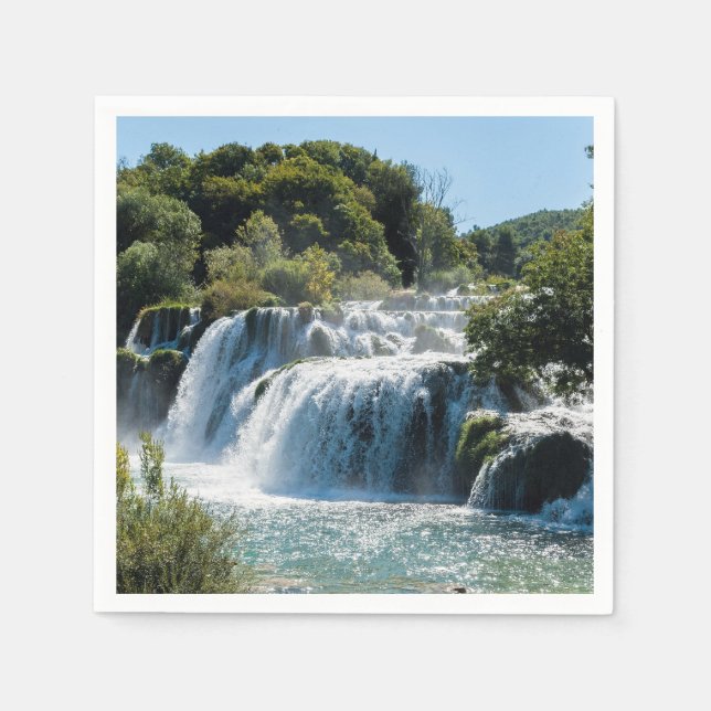 Waterfall in Krka National Park - Dalmatia,Croatia Napkin (Front)