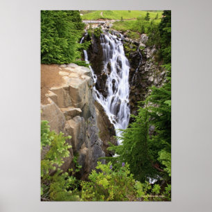 Waterfall in Mount Rainier National Park Poster