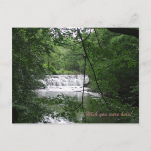 Waterfall in nature postcard