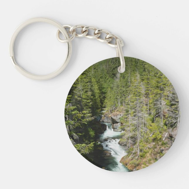 Waterfall in Olympic National Forest Key Ring (Front)