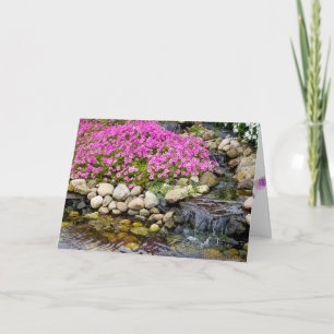 waterfall in rock garden for sympathy card