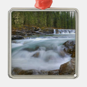 Waterfall In Sheep River In Rocky Mountains Metal Ornament