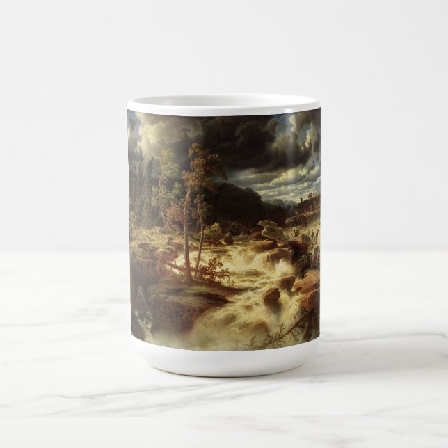 Waterfall in Sweden (by Marcus Larson) Coffee Mug (Center)