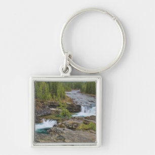 Waterfall In The Canadian Rocky Mountains Key Ring