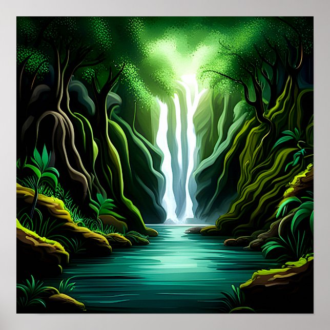 Waterfall in the Jungle Poster (Front)