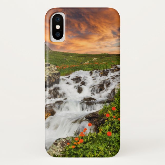 Waterfall in the Mountains with Flowers Case-Mate iPhone Case (Back)