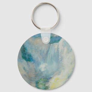 Waterfall in Yellowstone by Twachtman, Vintage Art Key Ring