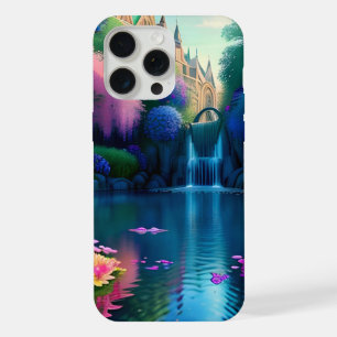 Waterfall into pond with Flowers iPhone 15 Pro Max Case