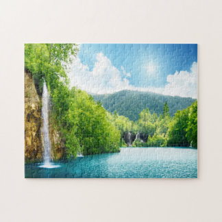 Waterfall Lake Landscape Jigsaw Puzzle