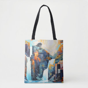 Waterfall Landscape Concept Abstract Colourful Art Tote Bag