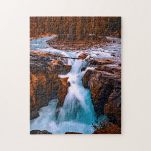 Waterfall landscape scenic forest photo 11" x 14" jigsaw puzzle