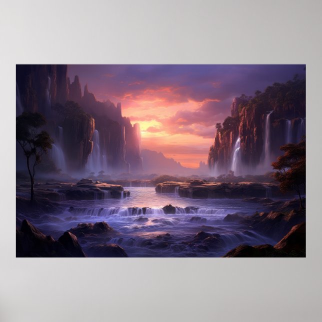 Waterfall Majestic Beautiful Landscape  Poster (Front)
