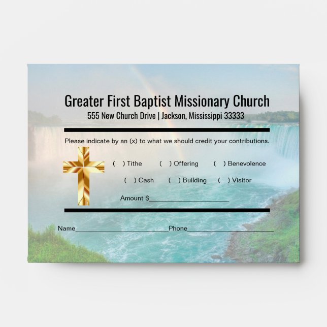 Waterfall Modern Church Tithe Envelope  (Front)