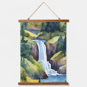 Waterfall Mountains Trees Nature Country Art Hanging Tapestry