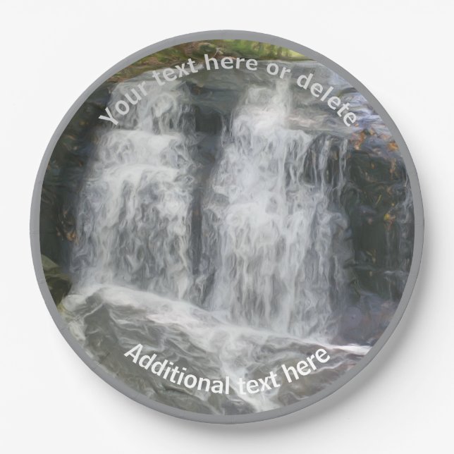 Waterfall Nature Art Personalised Party   Paper Plate (Front)