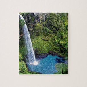 Waterfall Nature Park Blue Water Forest Destiny Jigsaw Puzzle