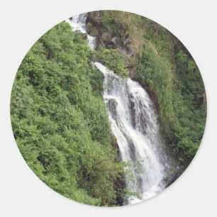 Waterfall Near Hilo, Hawaii Classic Round Sticker