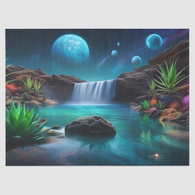 Waterfall on a Distant Planet  Tissue Paper (Front)