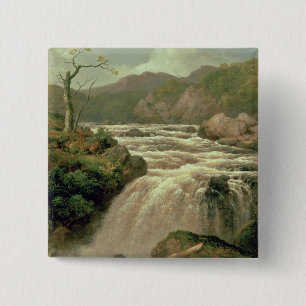 Waterfall on River Neath, South Wales 15 Cm Square Badge