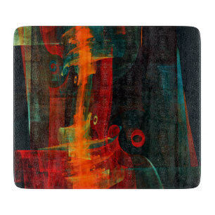 Waterfall Orange Red Blue Abstract Art Cutting Board