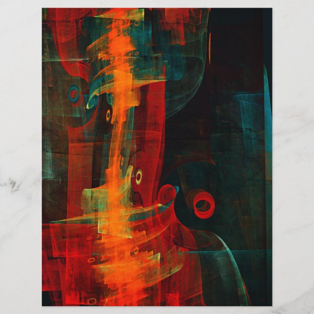 Waterfall Orange Red Blue Abstract Art Flyer (Front)