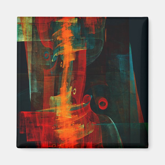 Waterfall Orange Red Blue Abstract Art Magnet (Front)