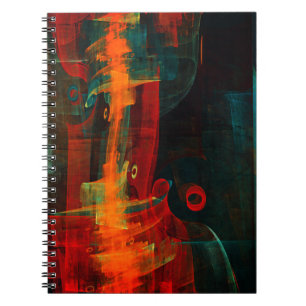 Waterfall Orange Red Blue Abstract Art Notebook