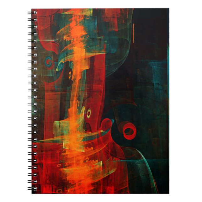Waterfall Orange Red Blue Abstract Art Notebook (Front)