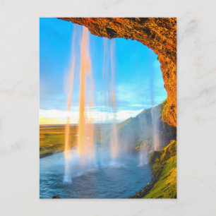 Waterfall Over Rocks Nature Photography Peaceful Postcard