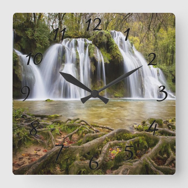 Waterfall photo square wall clock (Front)
