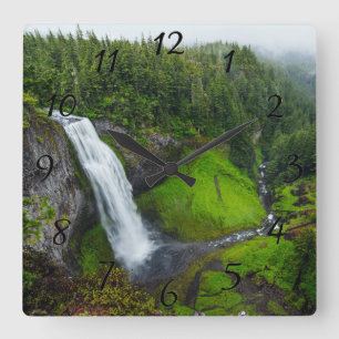 Waterfall photo square wall clock