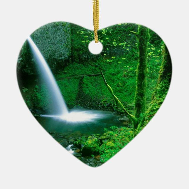 Waterfall Ponytail Columbia Gorge Ceramic Tree Decoration (Front)